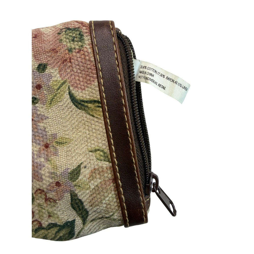 Vtg Floral Tapestry Coin Purse Pouch Linen Blend Natural Fibers Mini Grannycore - Picture 3 of 3